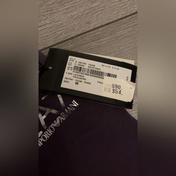 Emporio Armani Purple Cropped Athletic Leggings Authentic New W/ Tags! Medium - Picture 2 of 11